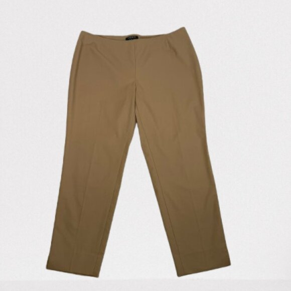 Lafayette 148 New York Stanton Ankle Pants Cotton Blend Side Zip ‎Size 14 Khaki - Picture 2 of 9